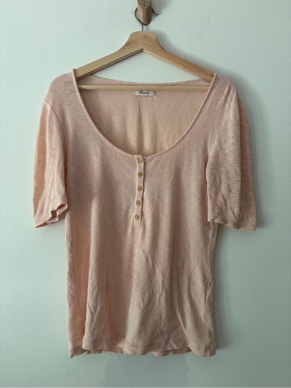 Madewell button up cotton sheer mid sleeve top